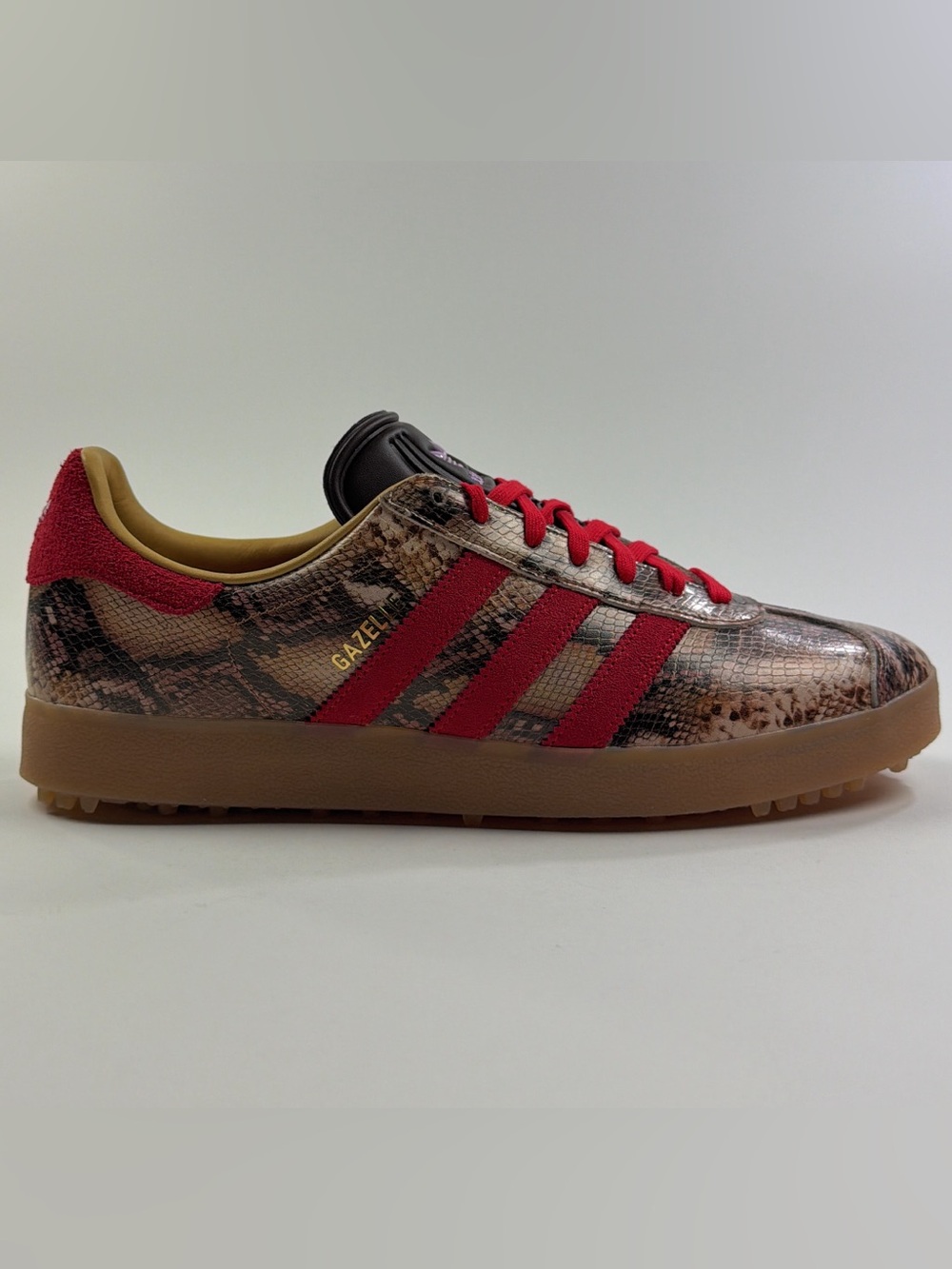 Adidas Gazelle Lux Snakeskin Brown Leather Mens 10 Golf Shoes Spikeless JP7703